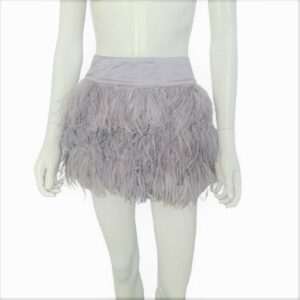 bebe silver gray feather mini skirt