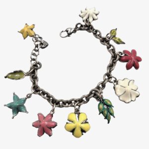 brighton retired pop garden enamel flowers vintage charm bracelet