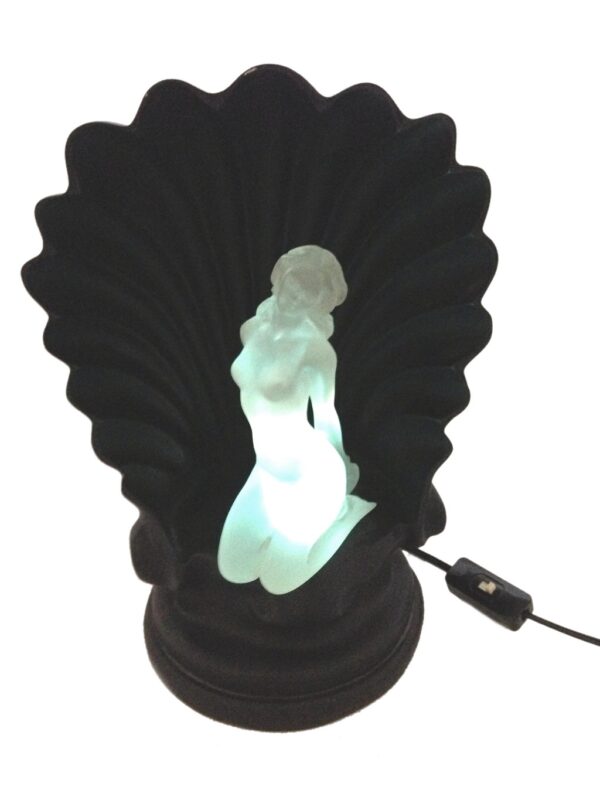 vintage nude lady rotating multi color lights shell lamp