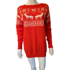 vintage reindeer red crew neck holiday sweater