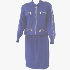 st. john marie gray sportswear royal blue skirt suit