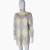 escada by margaretha ley pink blue cream and gold diamond pattern pullover sweater