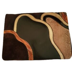 judith leiber vintage multi color snakeskin suede and leather clutch purse