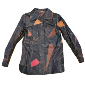 vintage multi colorful patchwork leather 70s jacket