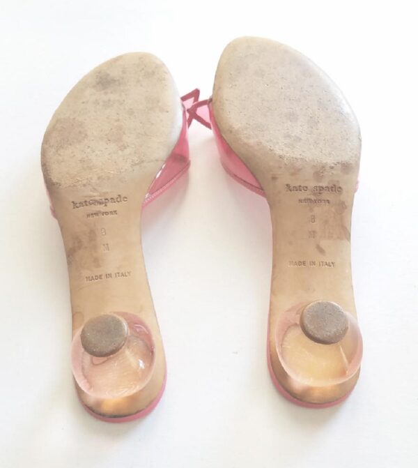 kate spade pastel pink bow tie front lucite round ball heels mules slides shoes
